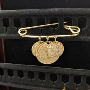 Costume Brooch Gold Coins